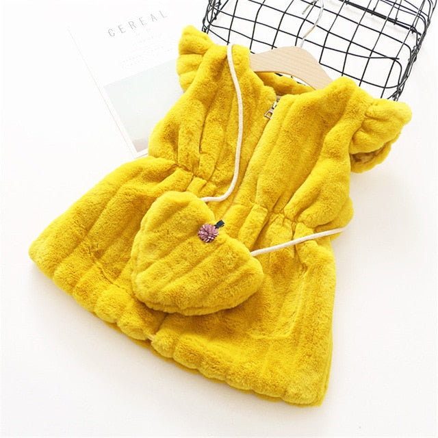 0-6 years 2018 autumn winter fashion Solid warm kid children baby girl clothing jacket outerwear coat baby girl vest with bag