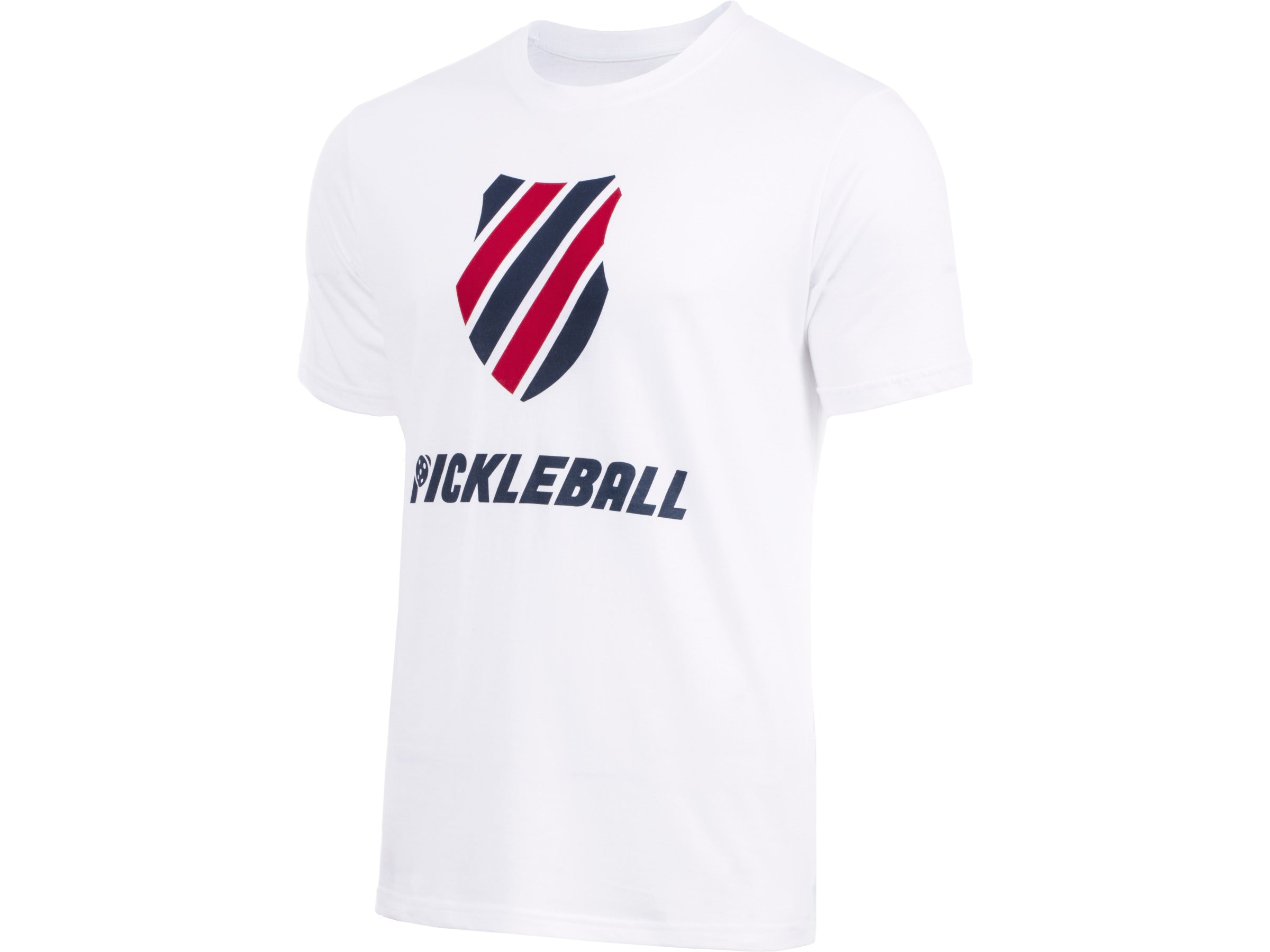 104432-114 | MENS PICKLEBALL T-SHIRT | WHITE/BLUE/RED