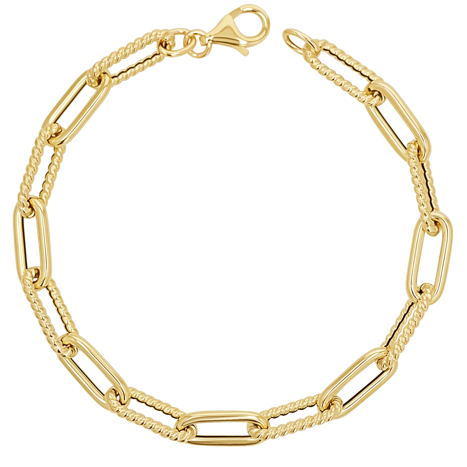 14K Oval Link Twist Chain Bracelet