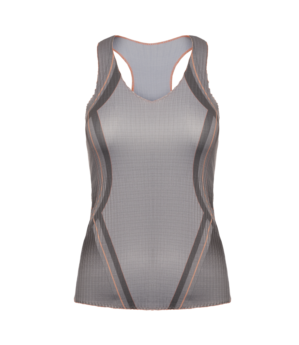 196050-025 | PLEATED V-NECK TANK | ASPHALT