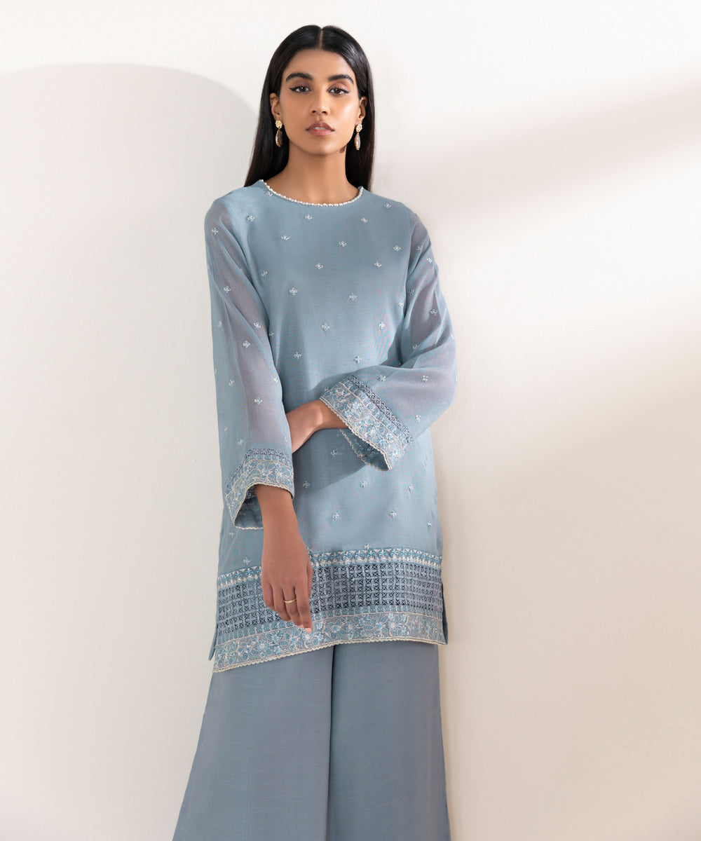 2 Piece - Embroidered Khaddi Net Suit