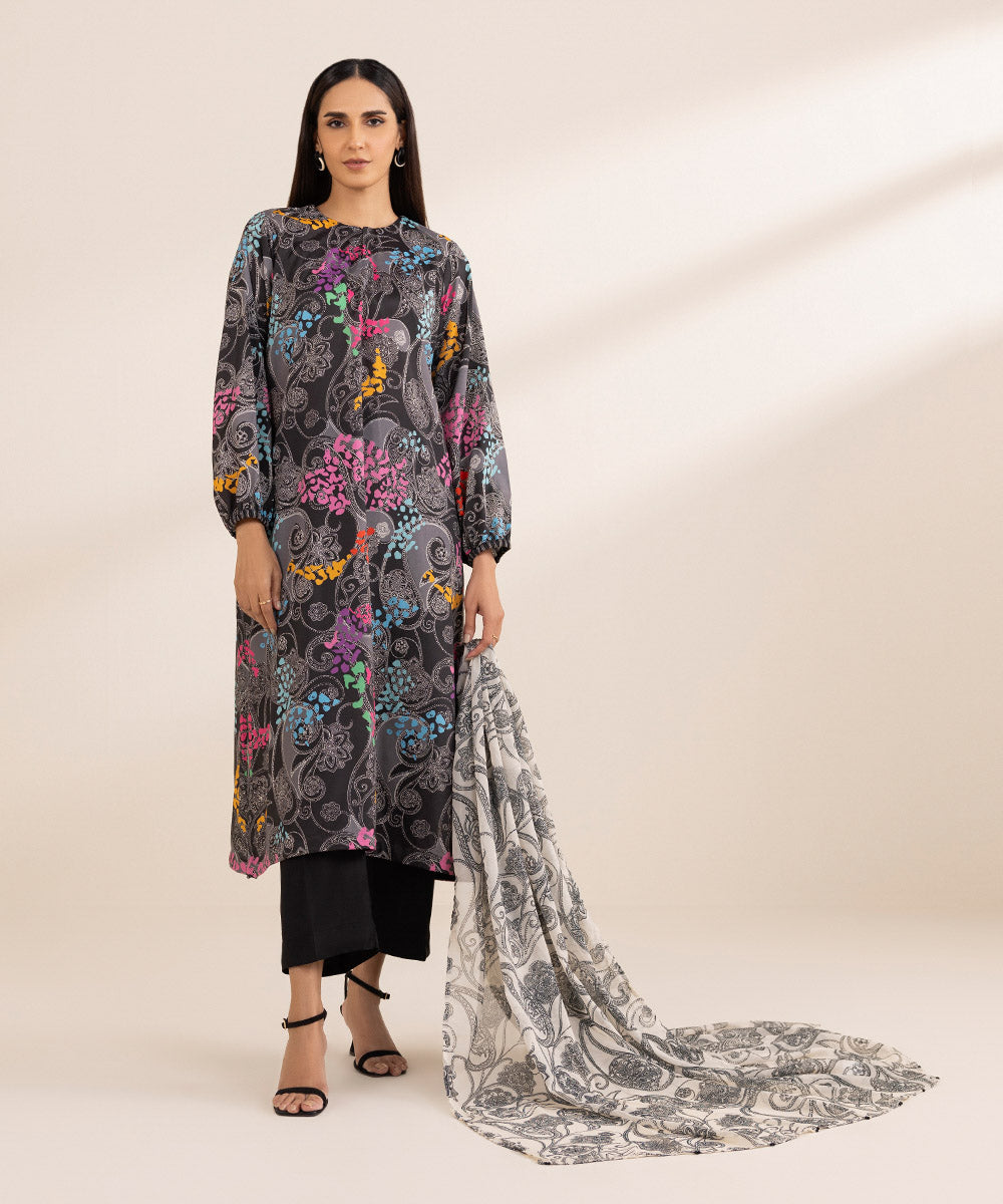 2 Piece - Printed Silk Suit