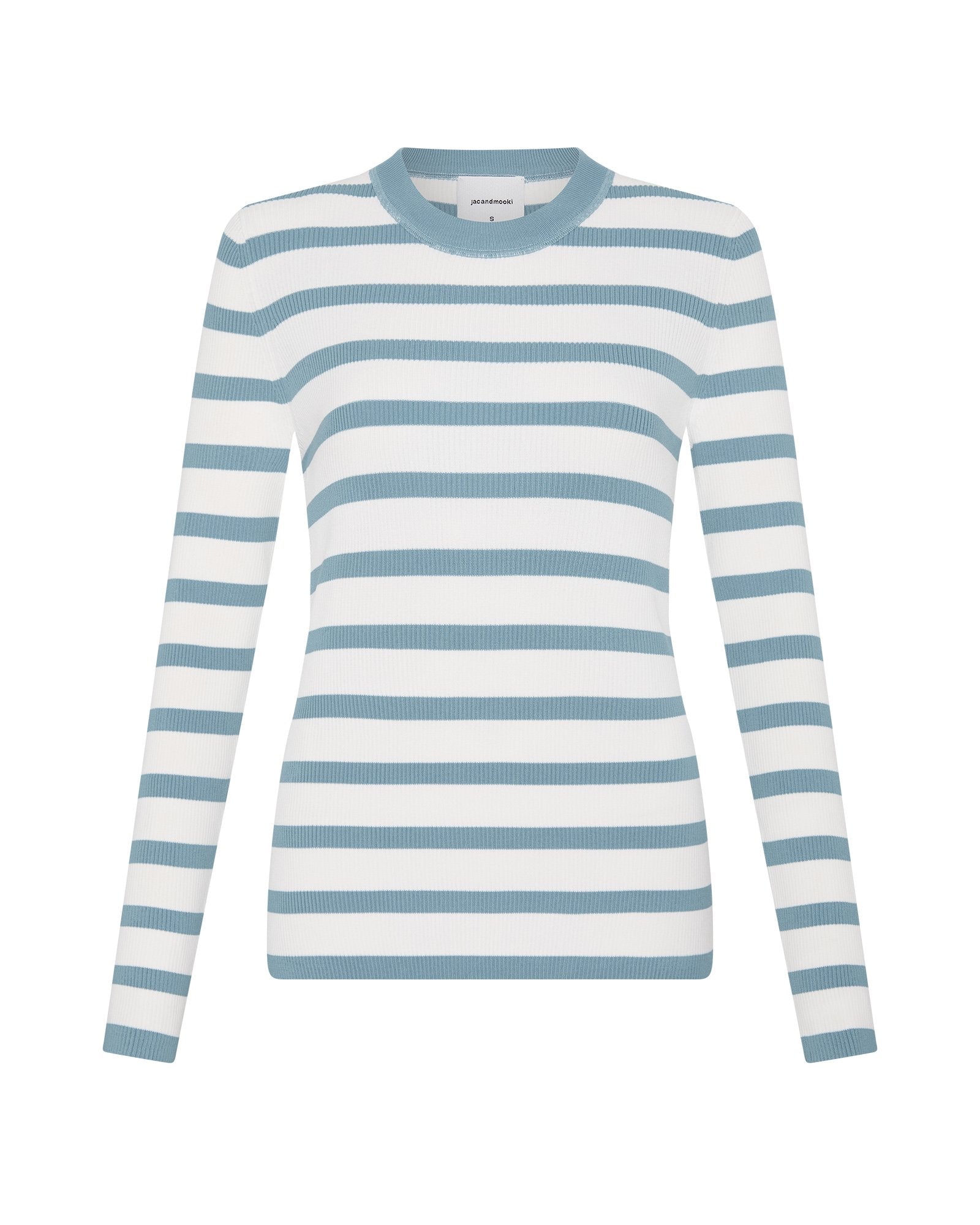 AGNES LONG SLEEVE KNIT TOP - BLUE FOG STRIPE