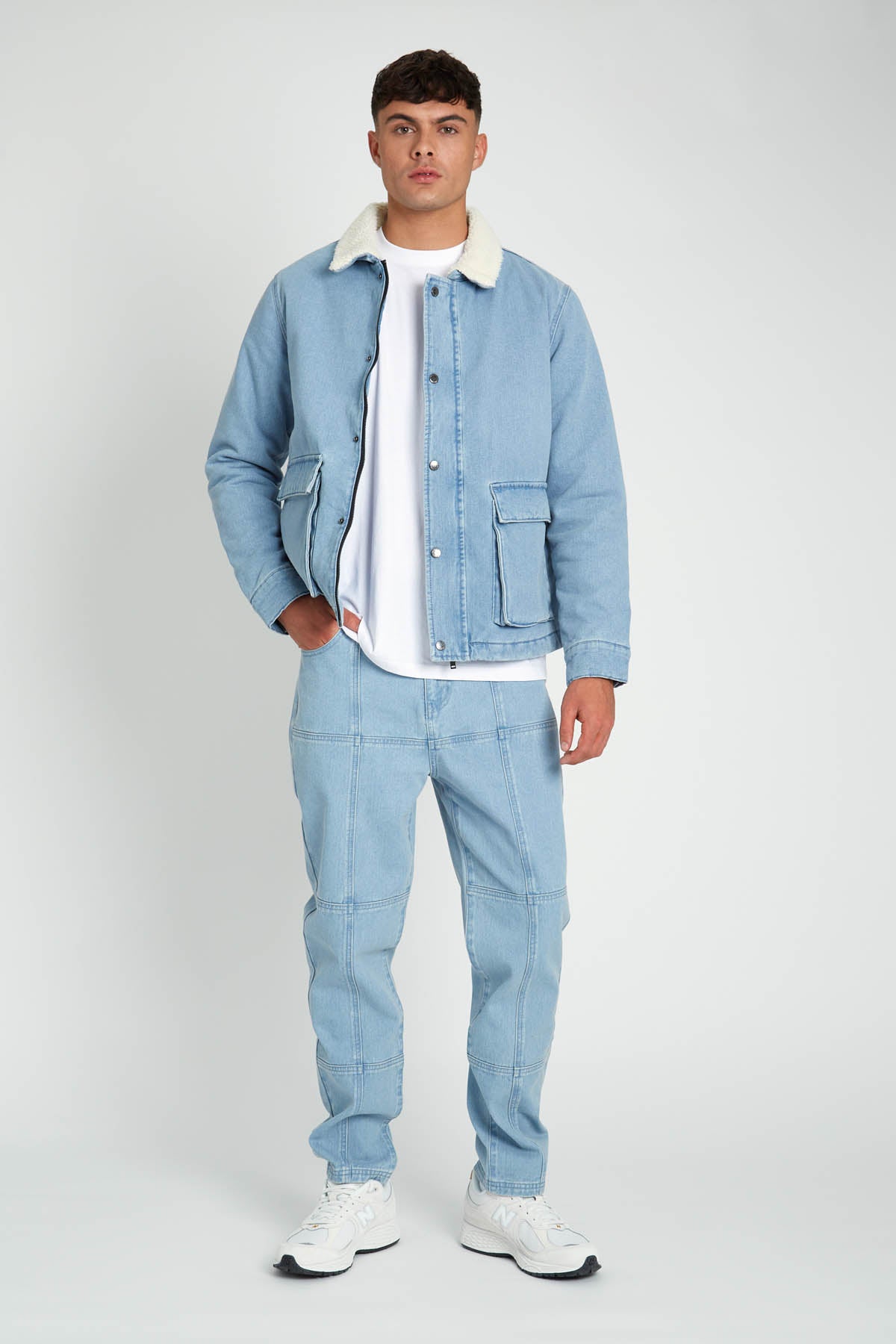 ALFONSO DENIM JACKET WITH SHERPA COLLAR