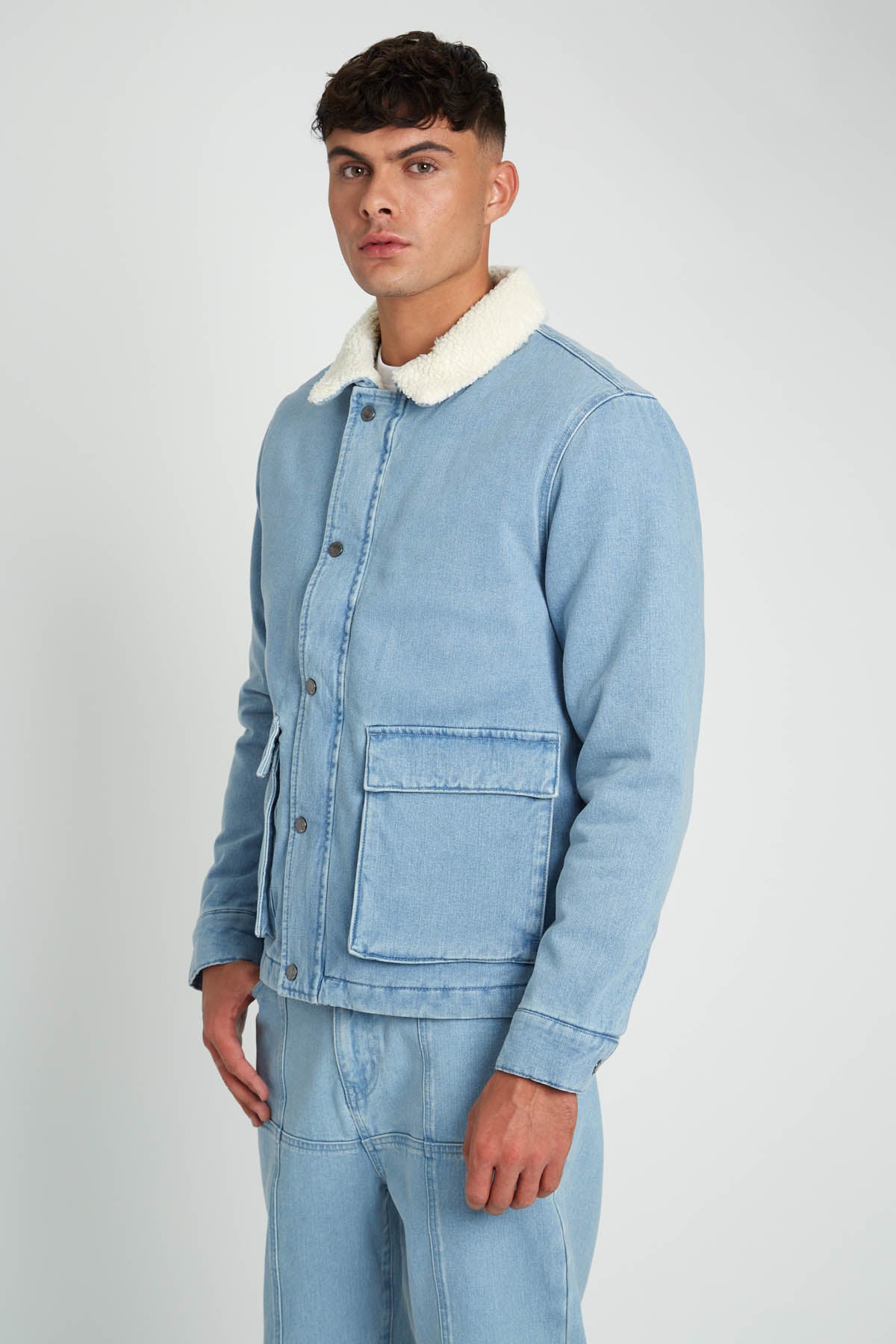 ALFONSO DENIM JACKET WITH SHERPA COLLAR