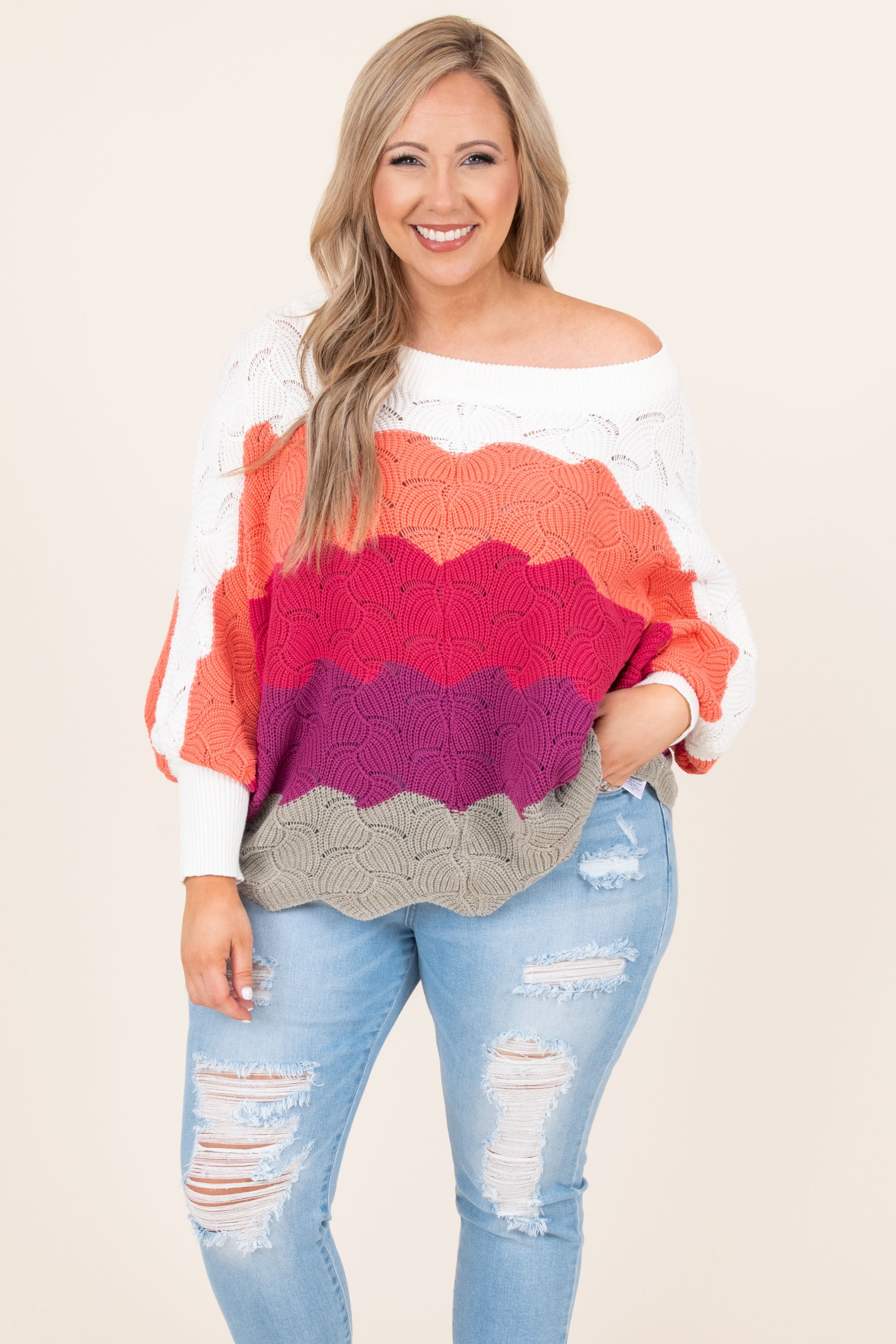 Angel In You Sweater, Coral-Magenta