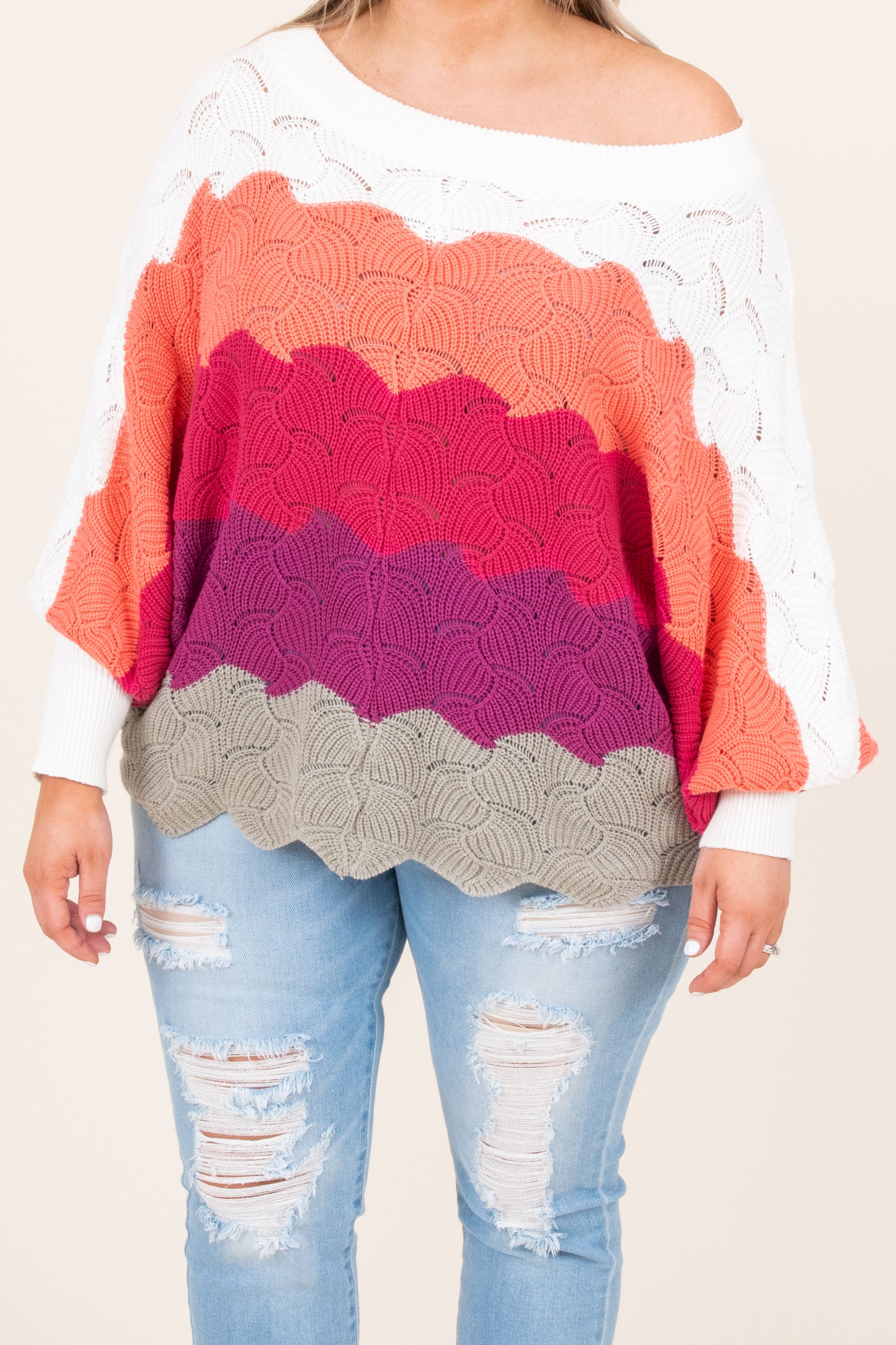 Angel In You Sweater, Coral-Magenta