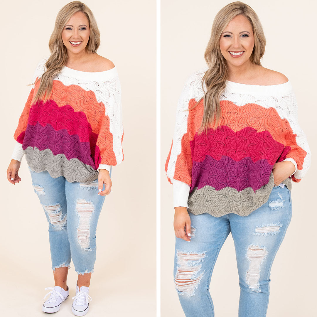 Angel In You Sweater, Coral-Magenta