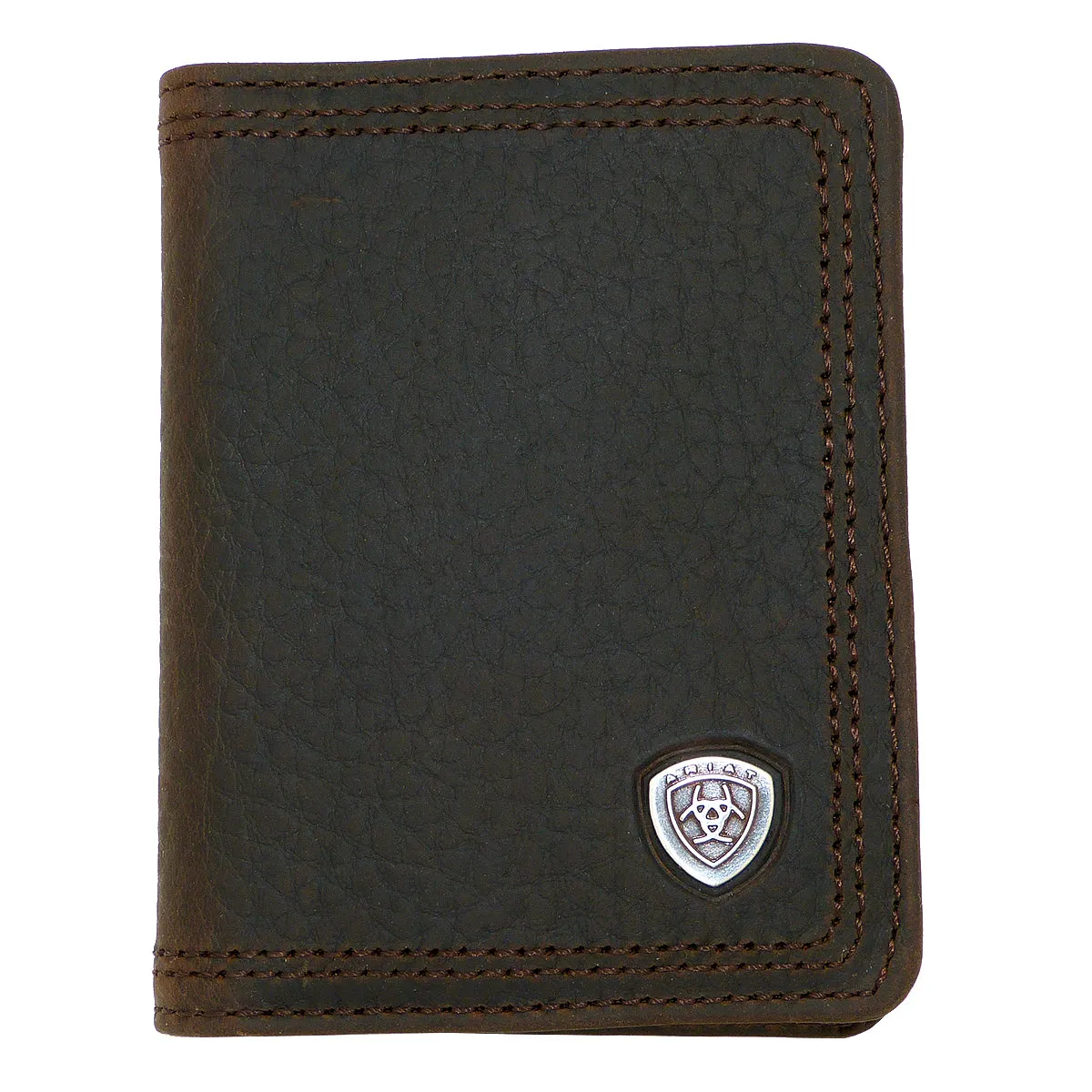 Ariat Western Mens Leather Shield Dark Brown Rowdy Bi-Fold Flipcase Wallet