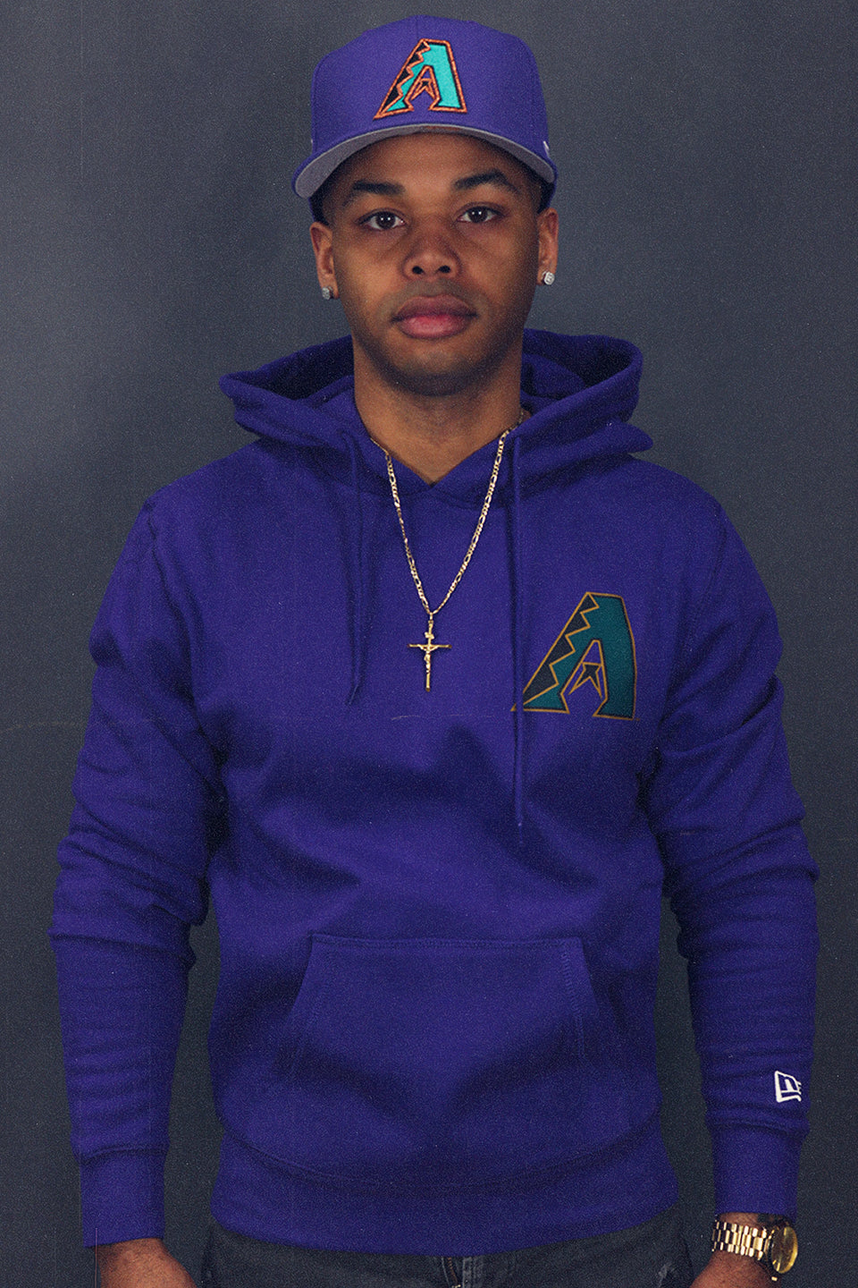 Arizona Diamondbacks City Cluster 59Fifty Fitted Matching Purple Pullover Hoodie