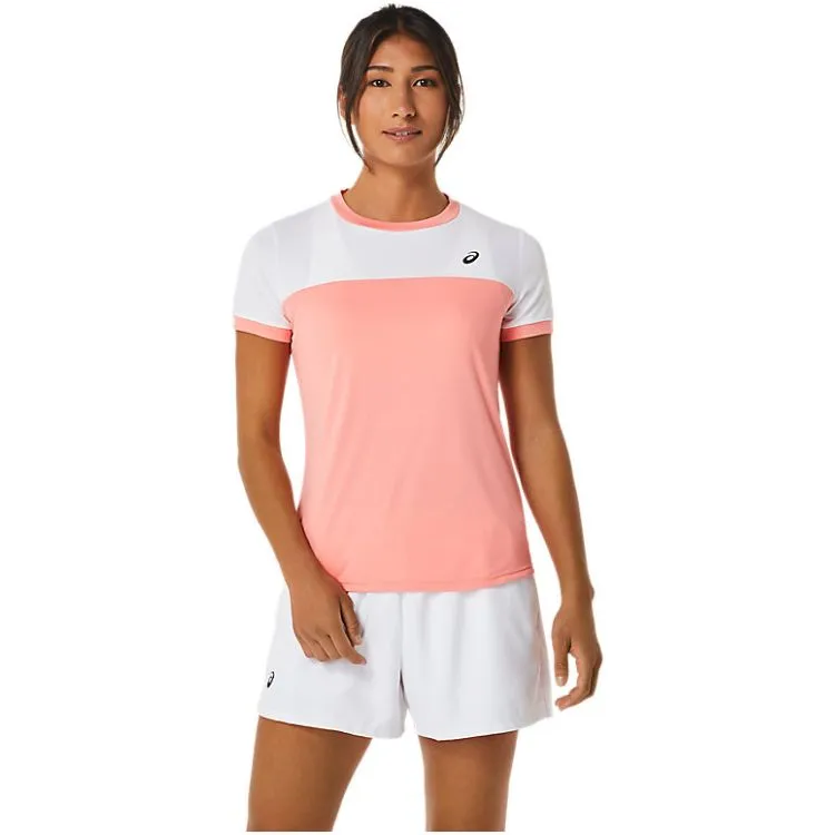 Asics T-Shirt Court SS Top Dames Roze Wit