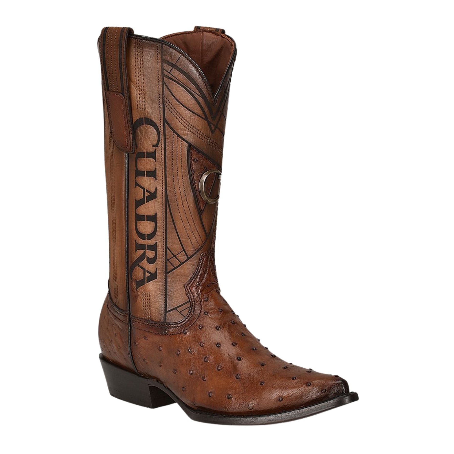 B22PA1 - Cuadra brown dress cowboy ostrich leather boots for men