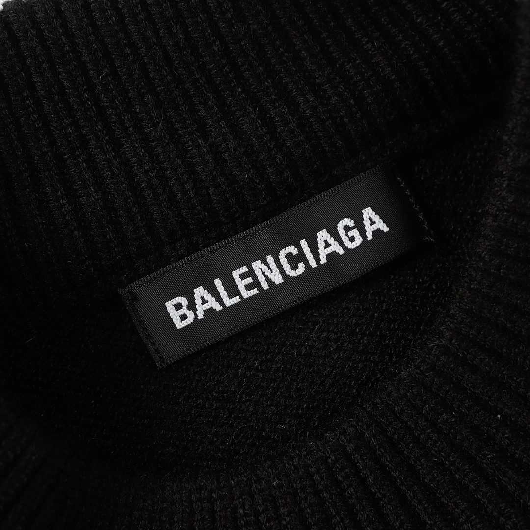 Balenciaga 23ss new logo turtleneck knitted sweater Black 12.5