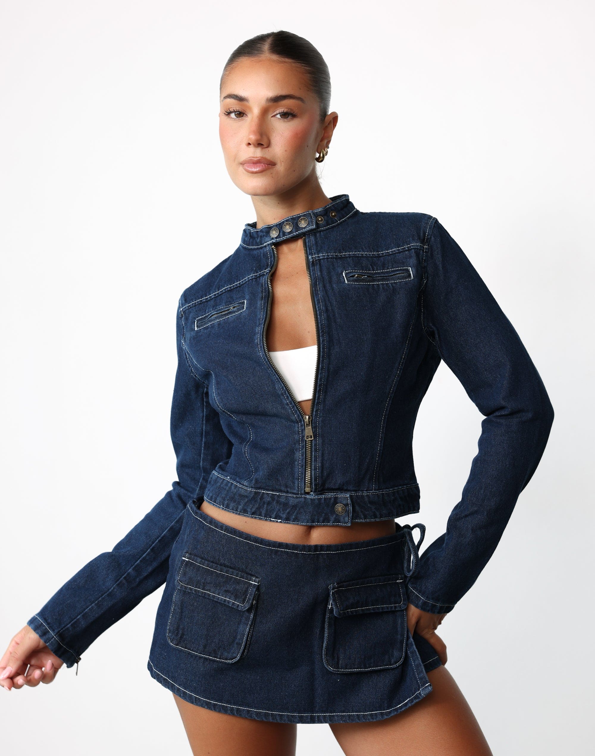 Bella Moto Jacket (Blue Denim) - By Lioness