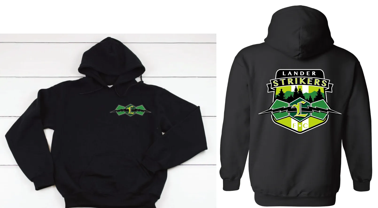 Black hoodie with strikers logo