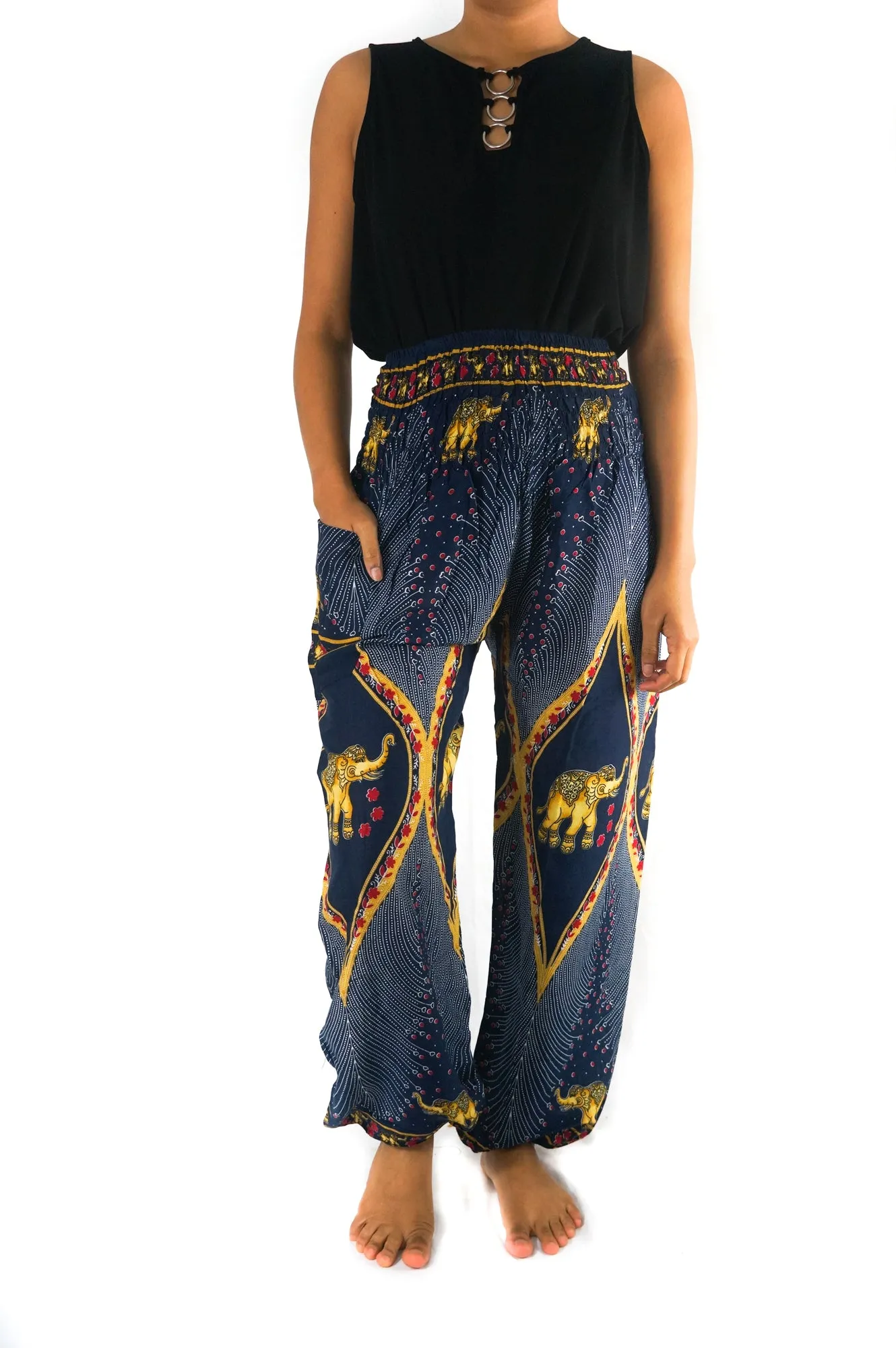 Blue ELEPHANT Pants Women Boho Pants Hippie Pants Yoga