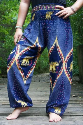 Blue ELEPHANT Pants Women Boho Pants Hippie Pants Yoga