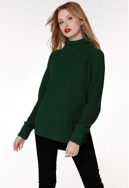 Bobi - Raglan Turtleneck Sweater Hunter Green