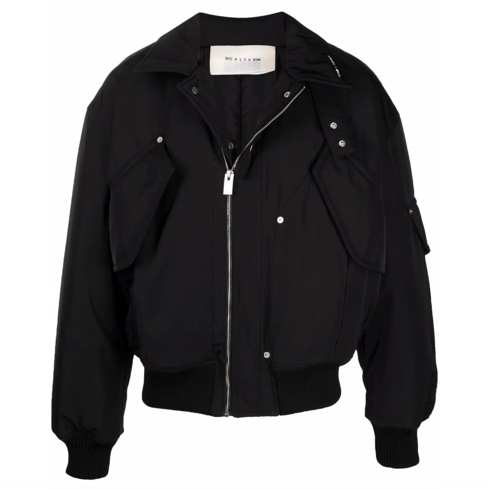 BOXY FLAP-POCKETS FLIGHT BOMBER JACKET - BLACK