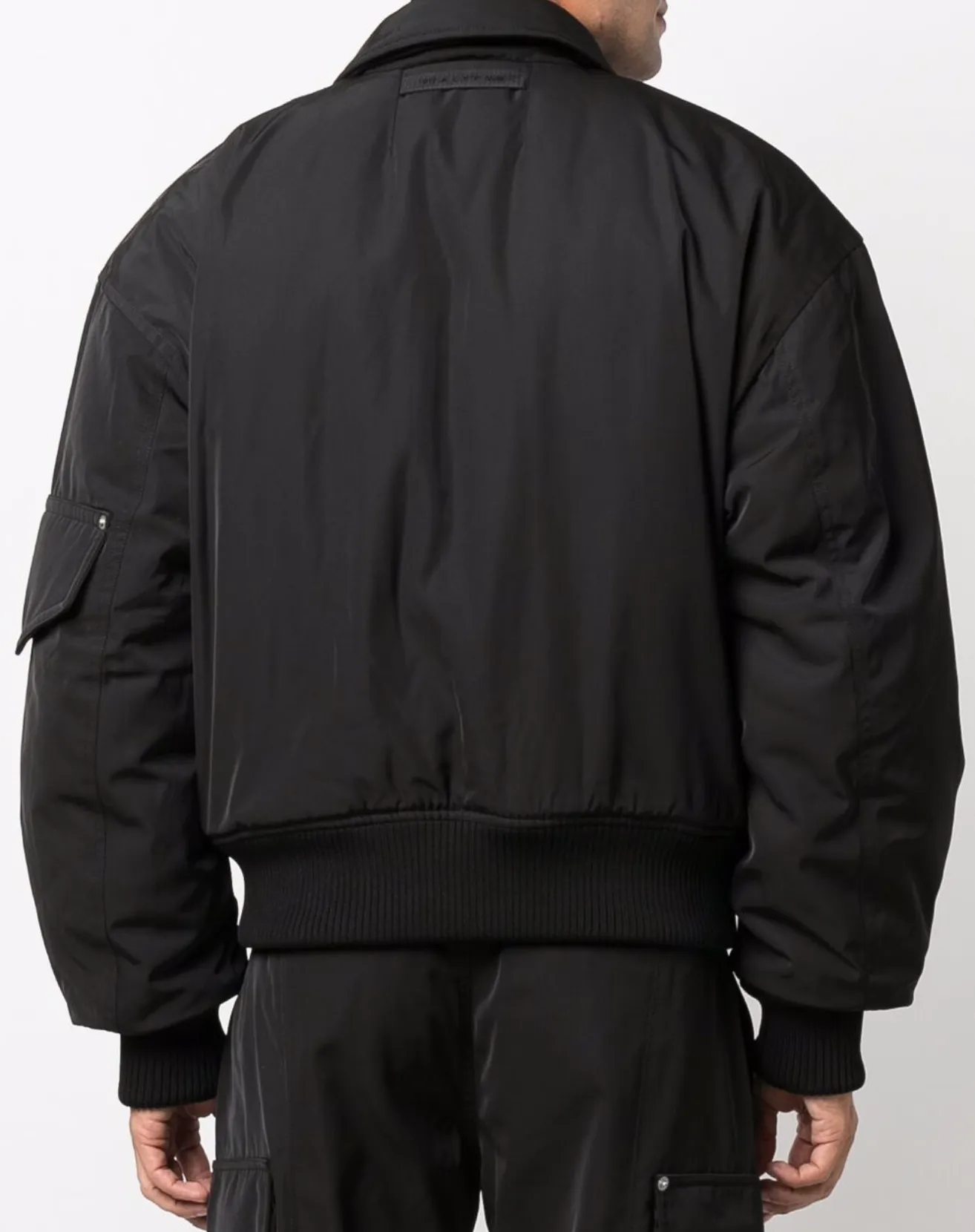 BOXY FLAP-POCKETS FLIGHT BOMBER JACKET - BLACK