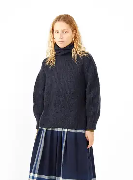 Brushed Airy Turtleneck Sweater Navy