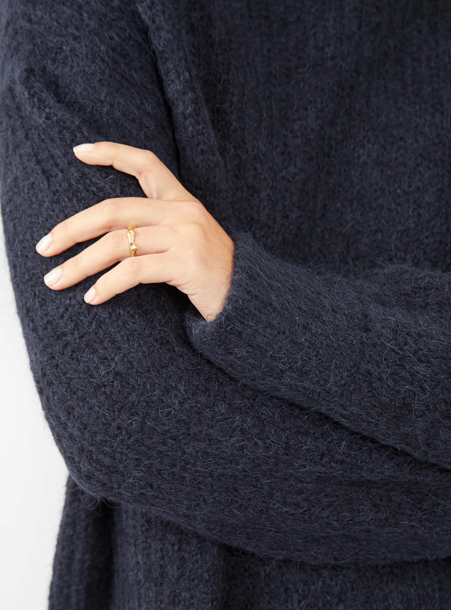 Brushed Airy Turtleneck Sweater Navy