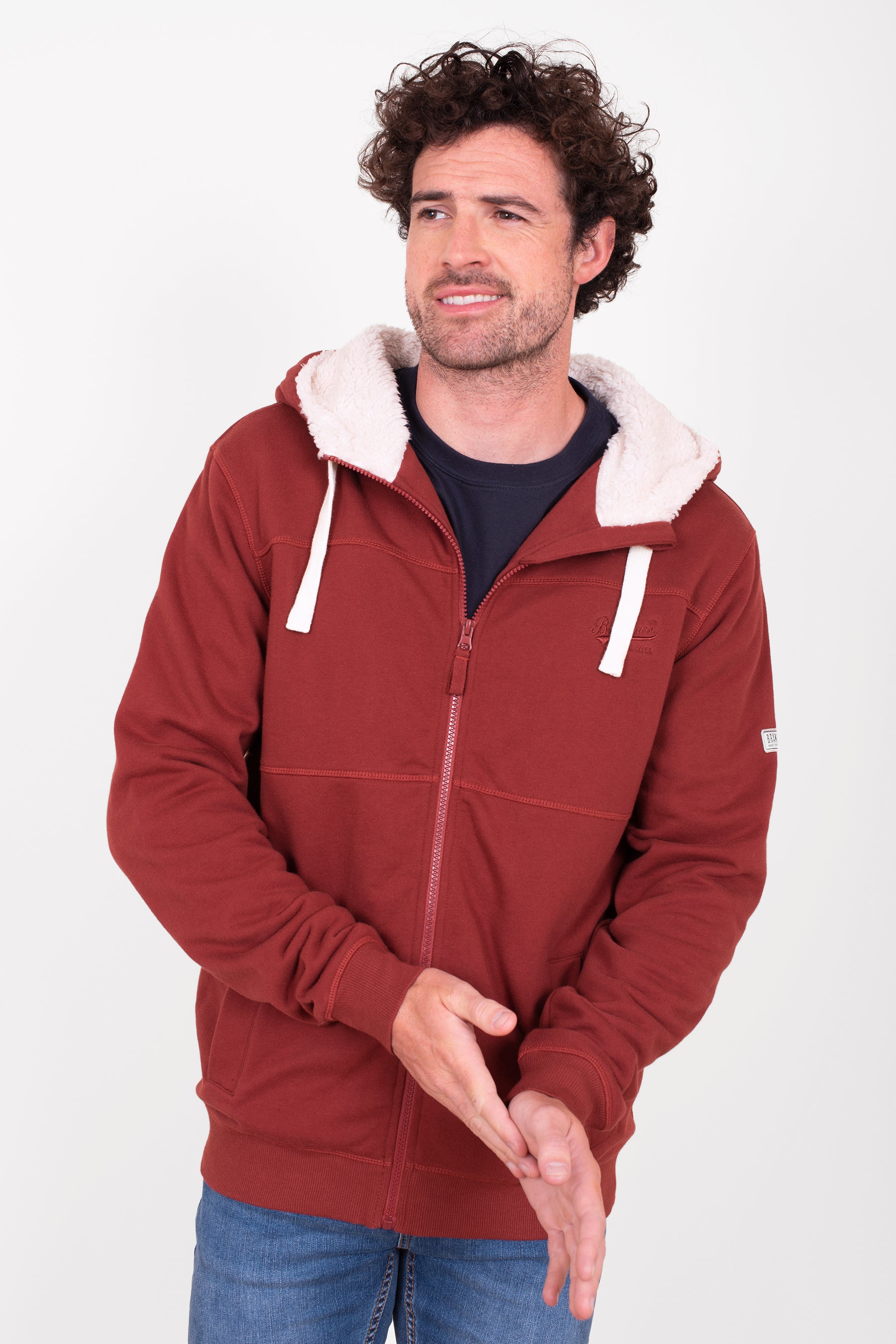 Burgundy Borg Lined Hoodie