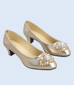 BW9145-GOLDEN-Women Formal Court Shoes