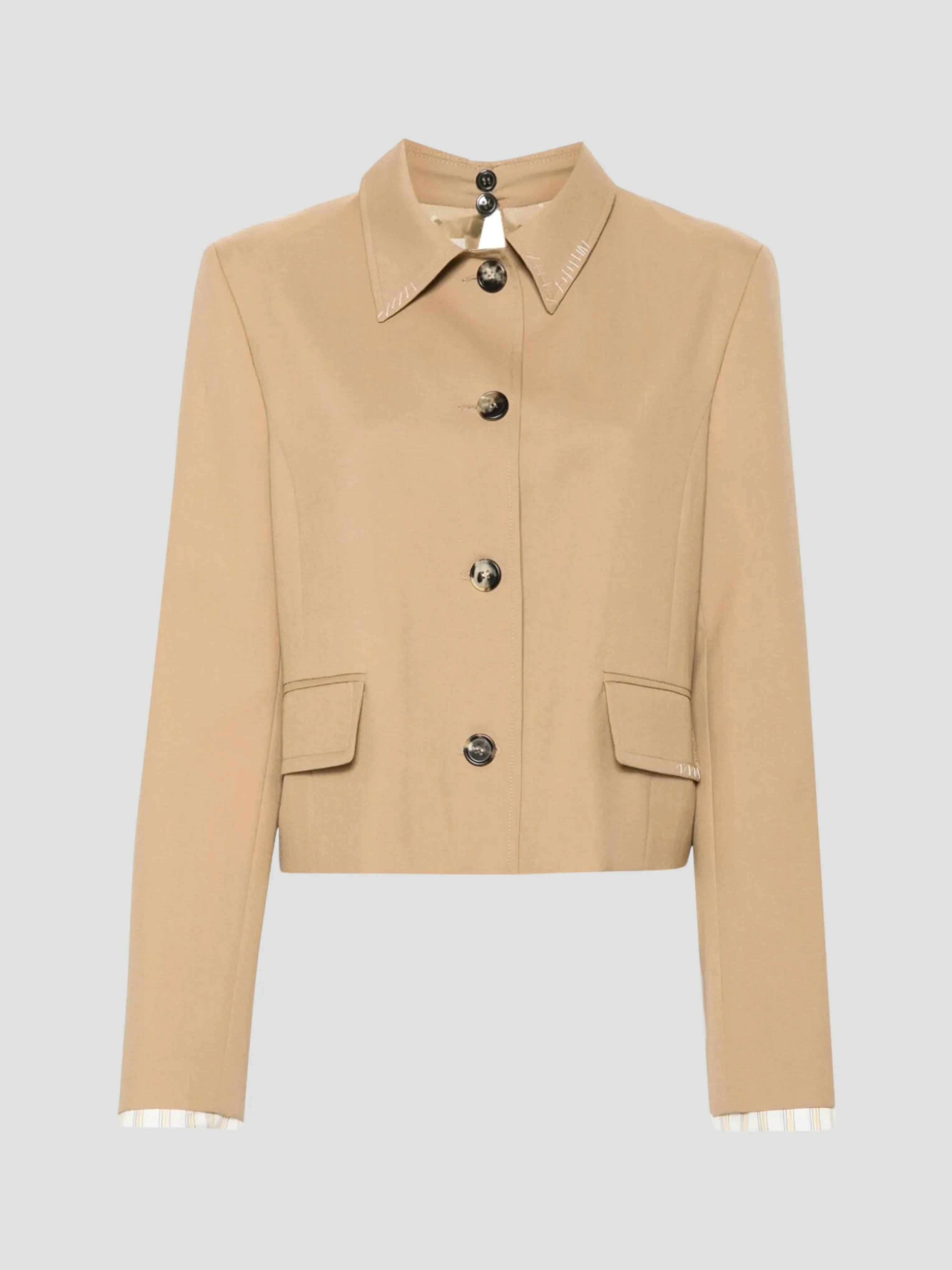 Camel Tropical Wool Short Jacket