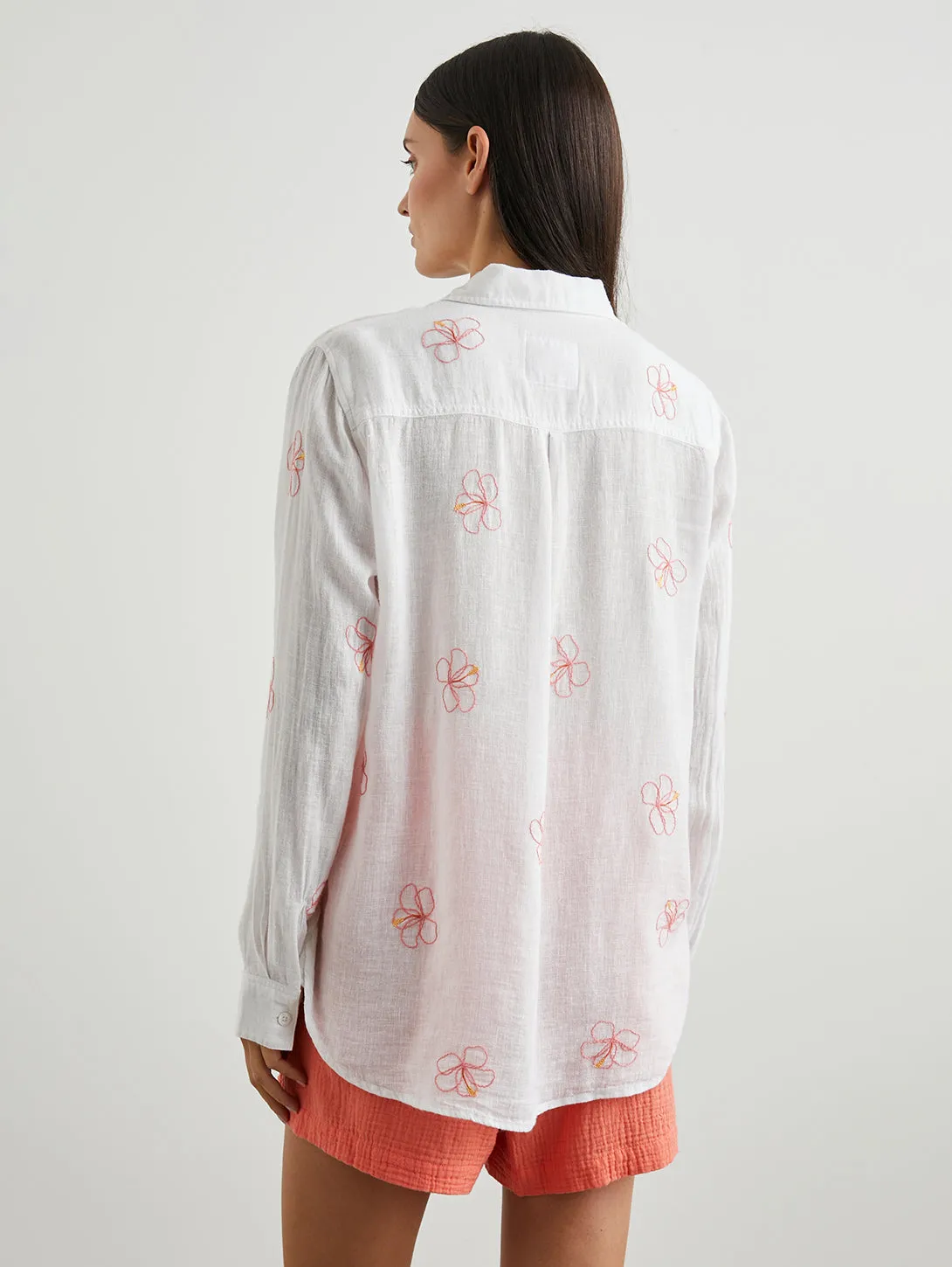 Charli Floral Shirt - Hibiscus Embroidery