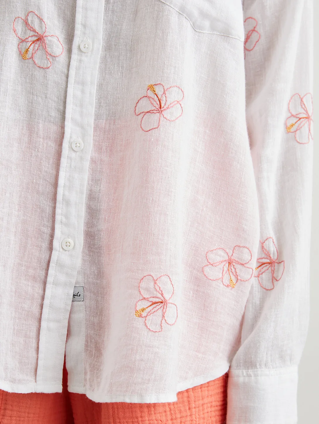 Charli Floral Shirt - Hibiscus Embroidery