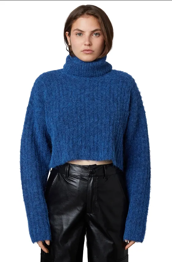 Cobalt Bruni Crop Turtleneck Sweater