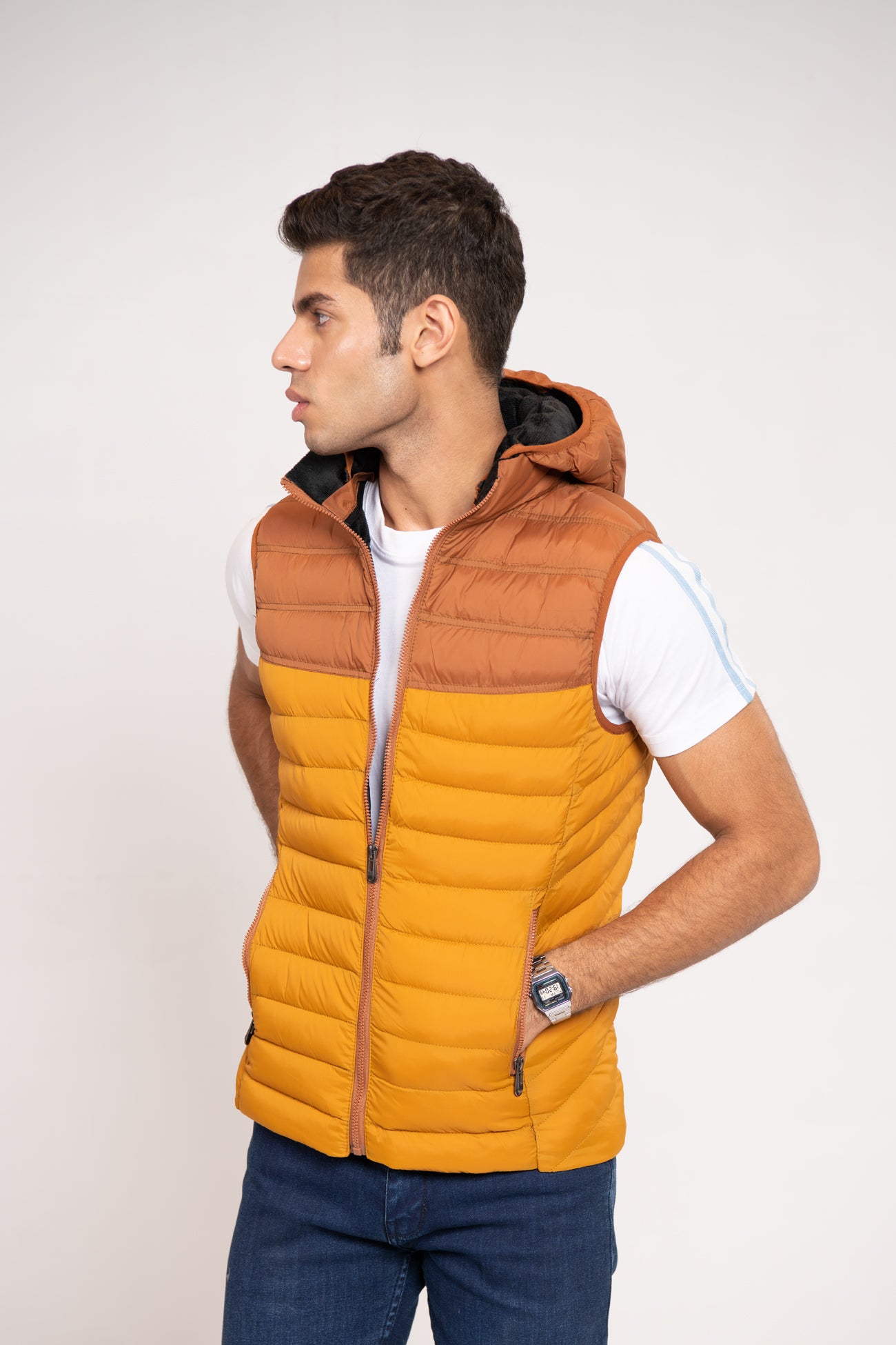 COLOR BLOCK PUFFER GILET