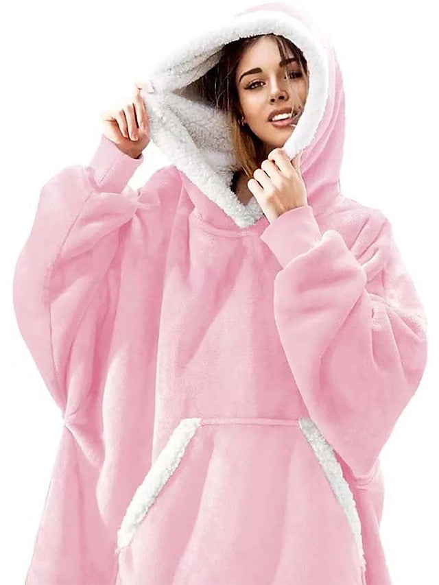 Cozy Cat Meow Fleece Pajama Set with Hoodie for Ladies