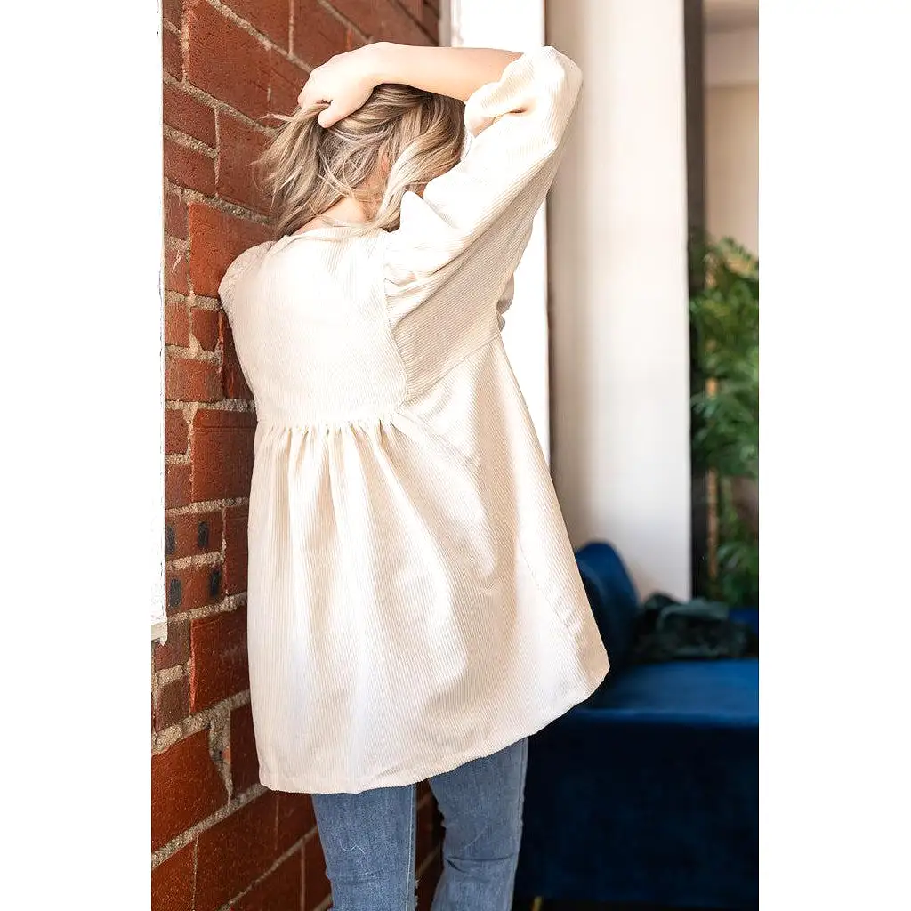 Cream Corded Babydoll Tunic