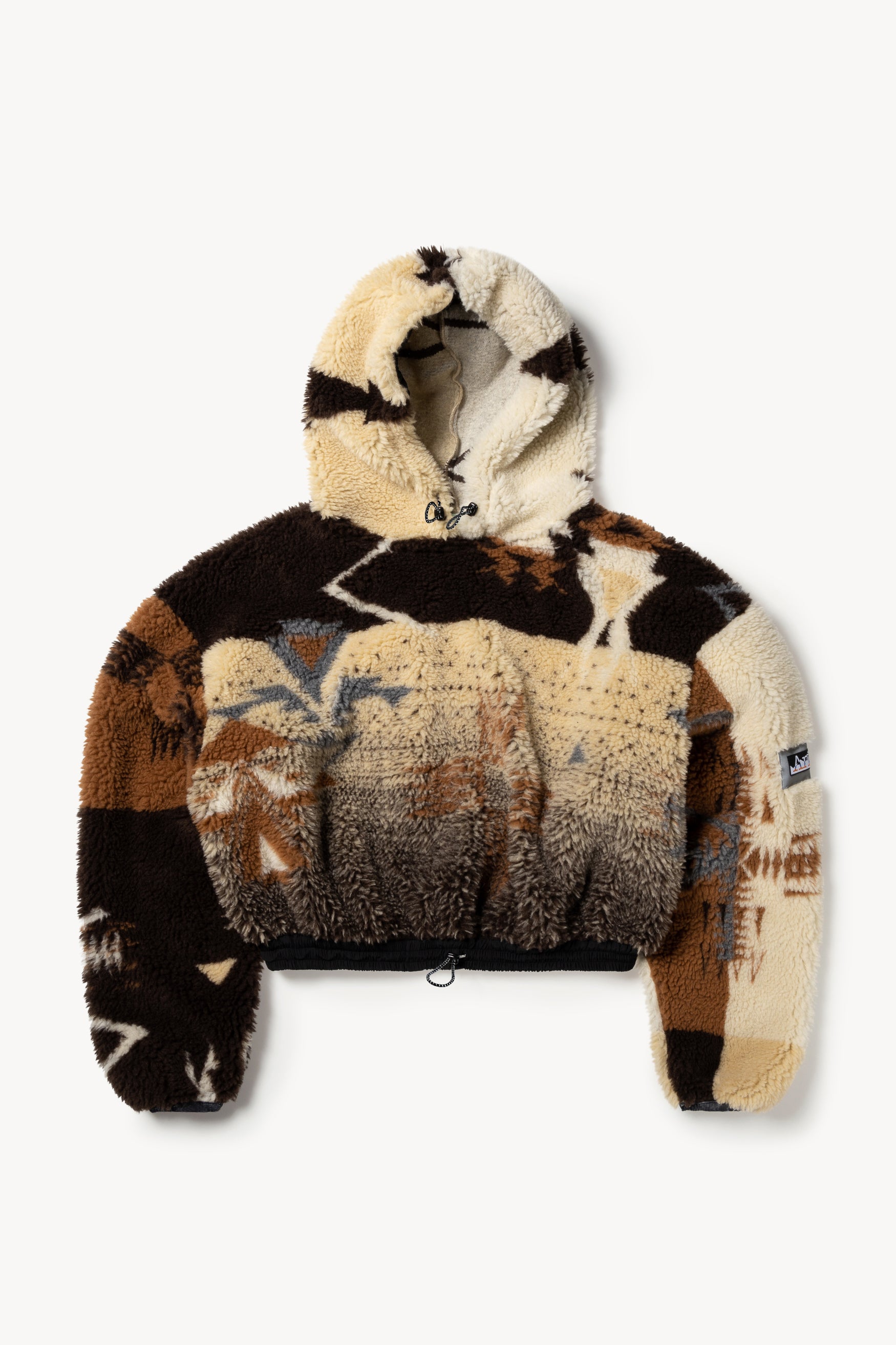 Cropped Ikat Fleece Hoodie