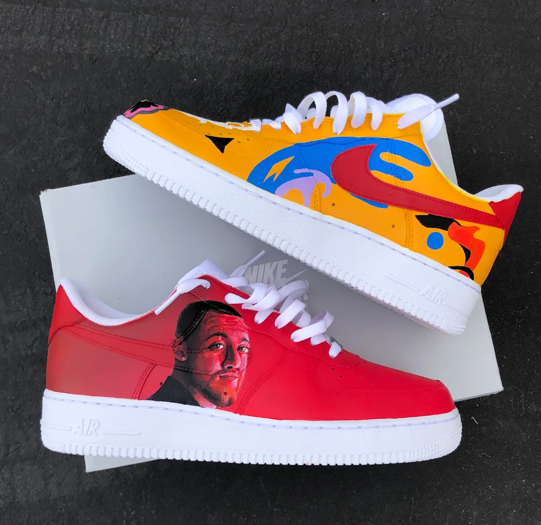 Custom Hand Painted Nike Air Force 1- Mac Miller Theme- Custom Order