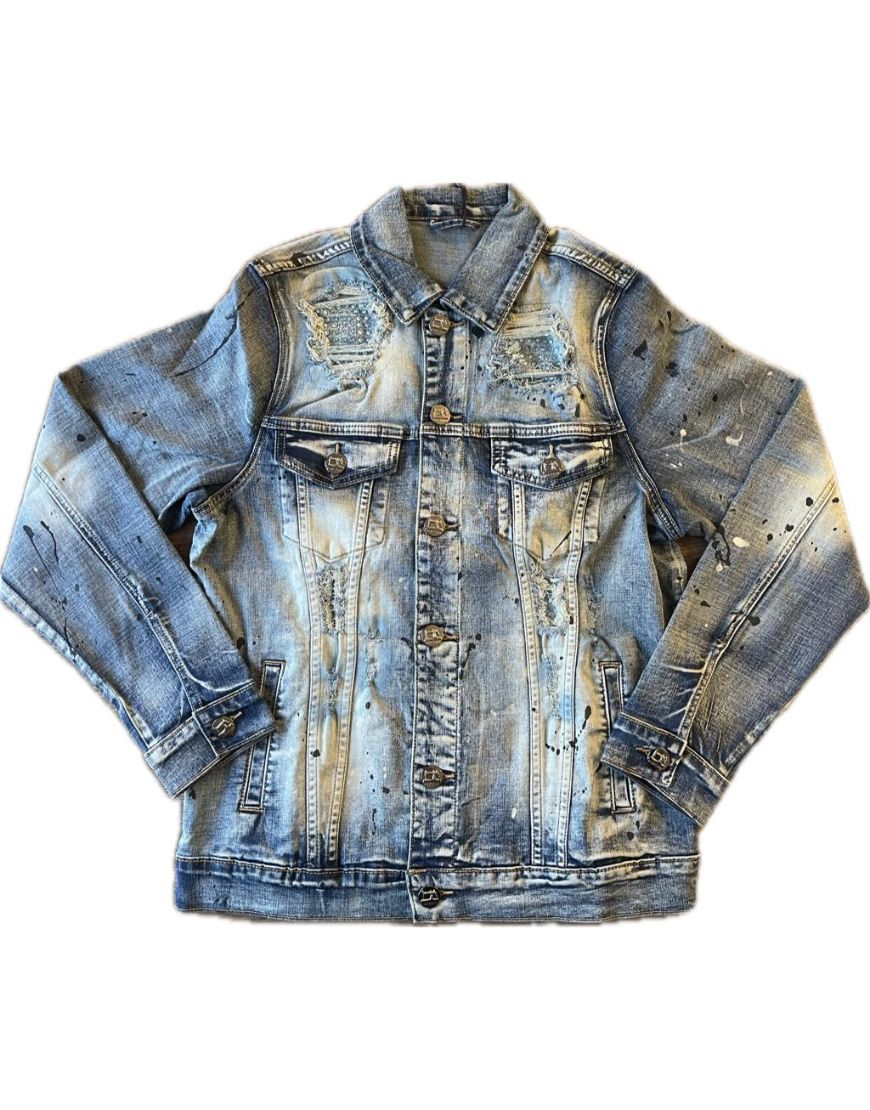 Distressed Denim Jacket  Stretchable