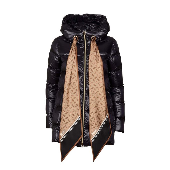 DOWN JACKET WITH LOGO SILK FOULARD Woman Black