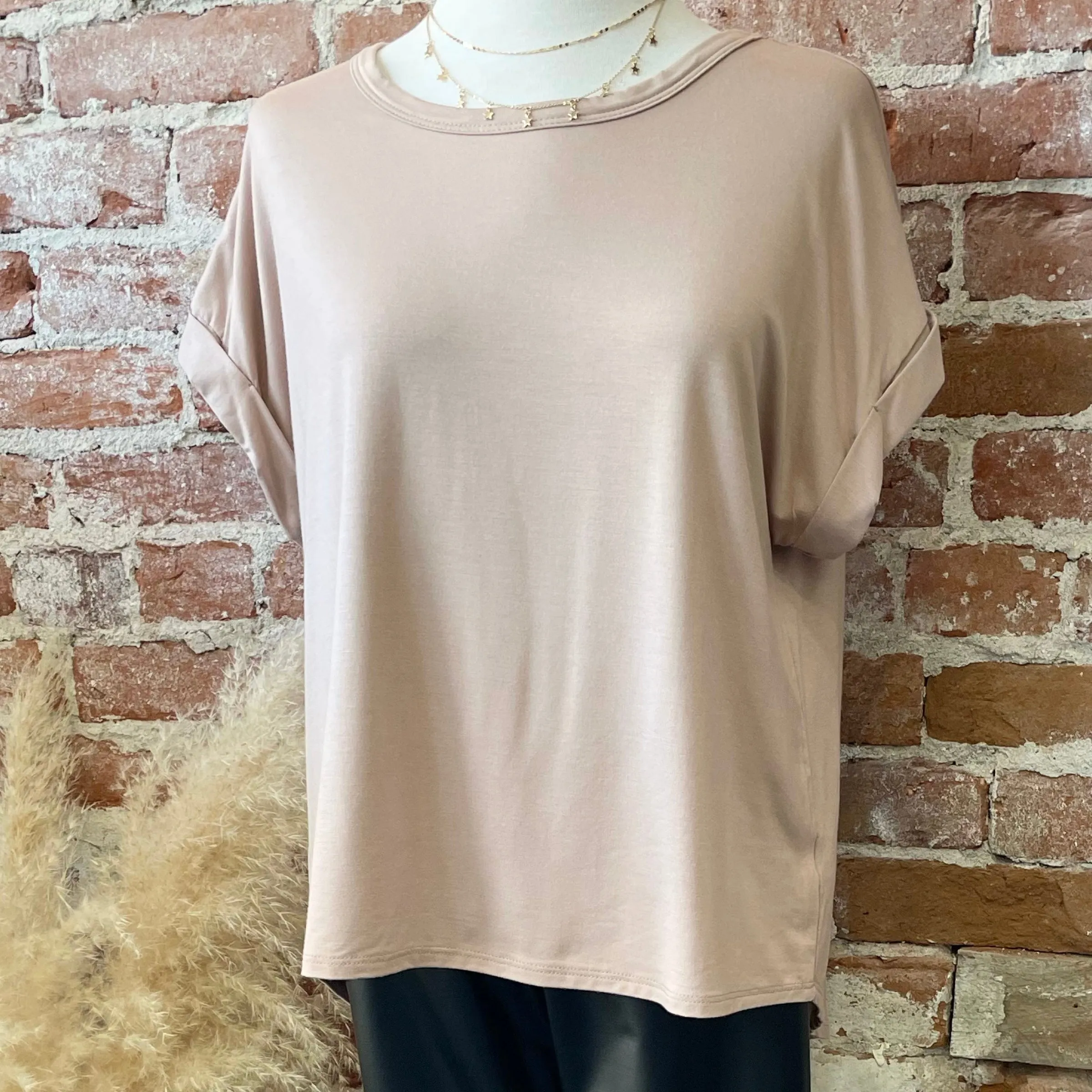 Elevated Round Neck Basic Top Cream