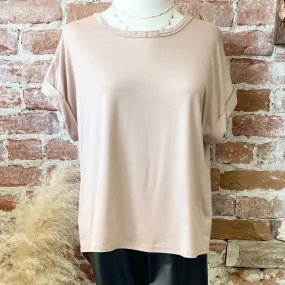 Elevated Round Neck Basic Top Cream