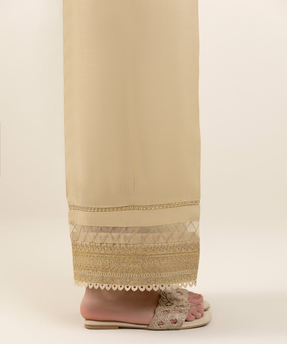 Embroidered Raw Silk Culottes