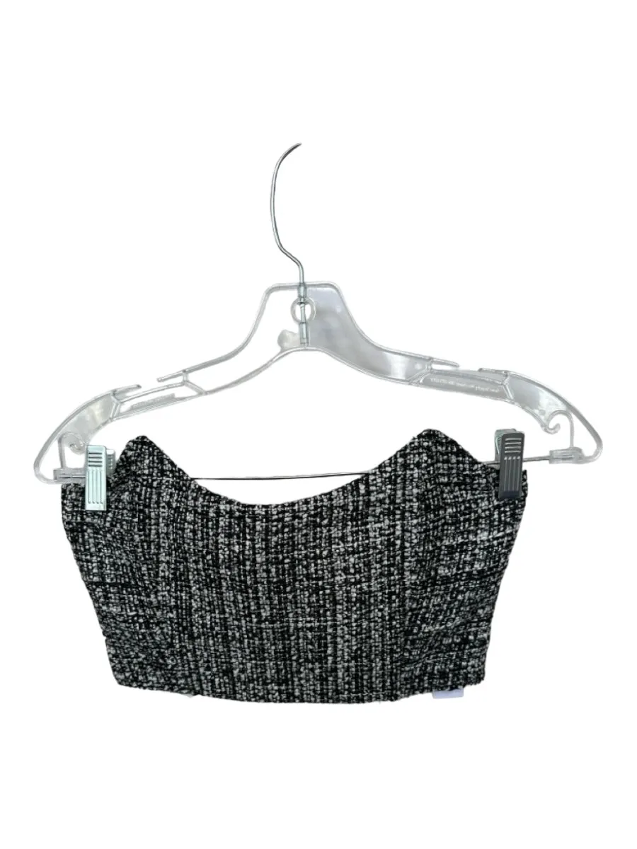 En Saison Size S Black & White Polyester Tweed Corset Cropped Top