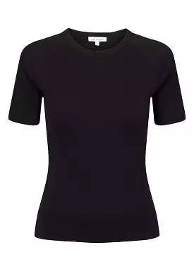 Esmé Studios Blossom SS O-neck Rib T-shirt - Black