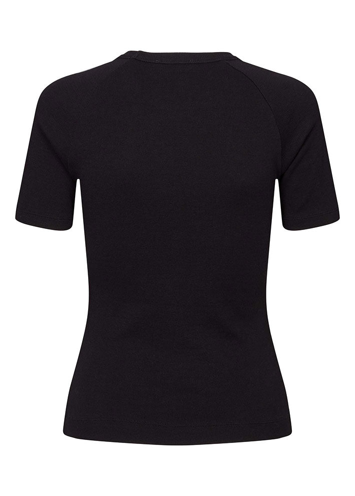 Esmé Studios Blossom SS O-neck Rib T-shirt - Black