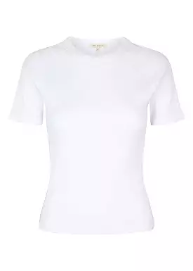 Esmé Studios Blossom SS O-neck Rib T-shirt - White