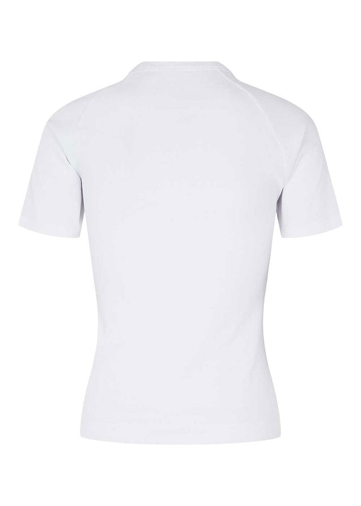 Esmé Studios Blossom SS O-neck Rib T-shirt - White