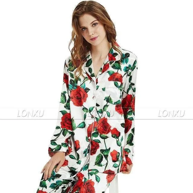 Floral Silk Women Pajama Set