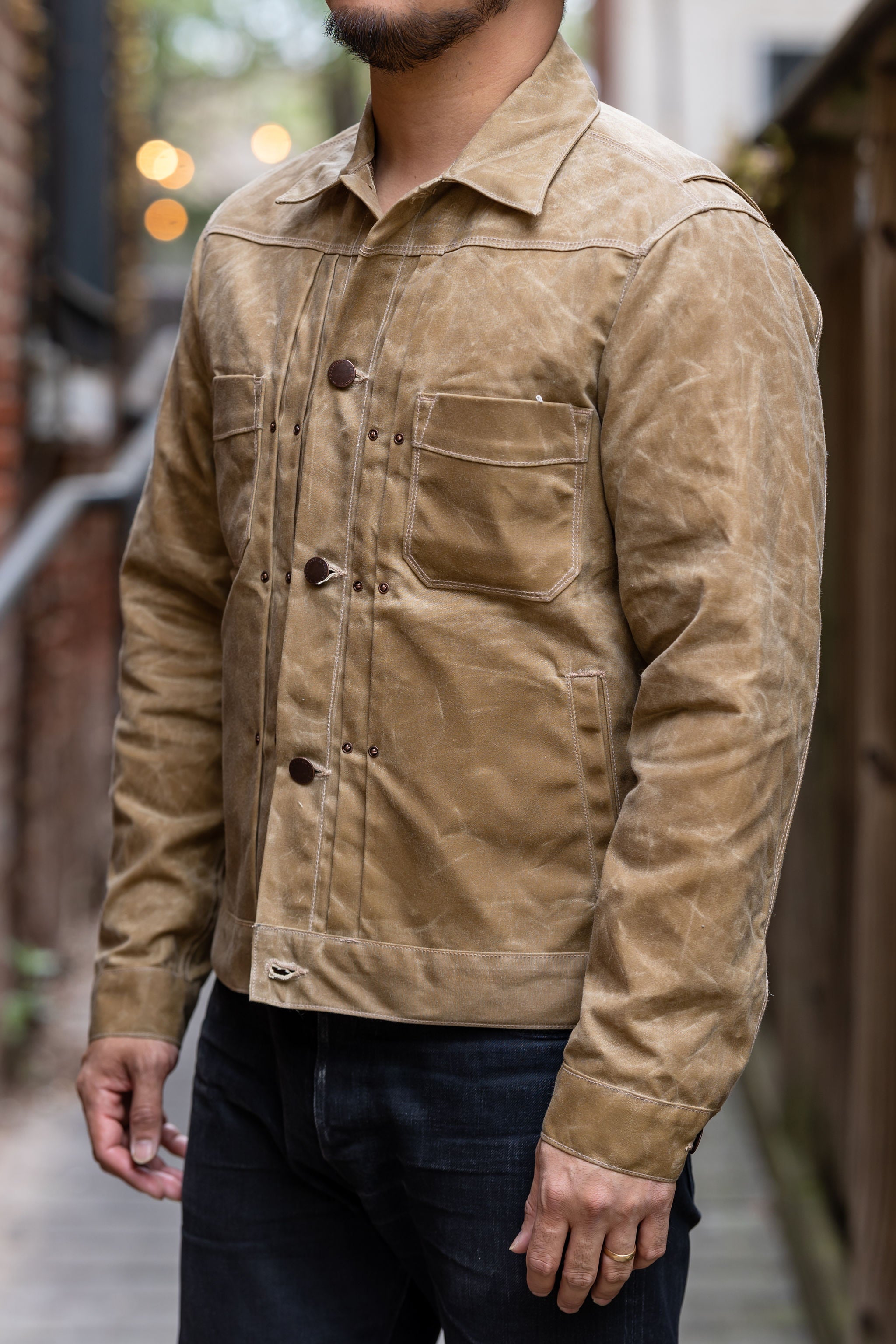 Freenote Cloth Riders Jacket Waxed Canvas - Tumbleweed