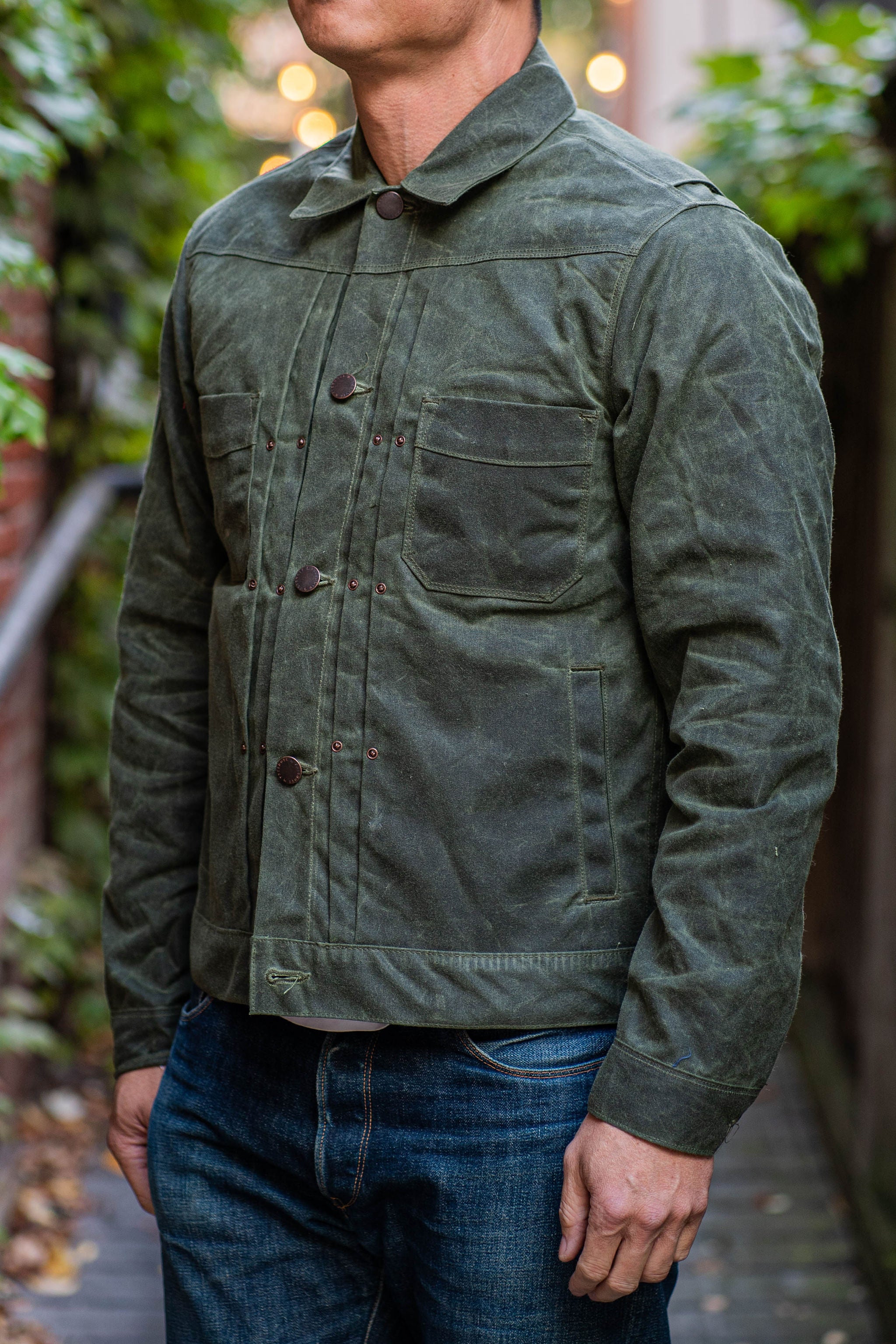 Freenote Cloth Waxed Riders Jacket - Olive